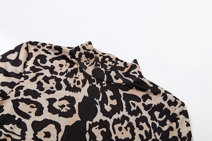 Print Turtleneck Long Sleeve Bodycon Maxi Dress