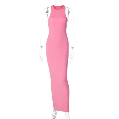 Sleeveless Crew Neck Bodycon Tank Maxi Dress
