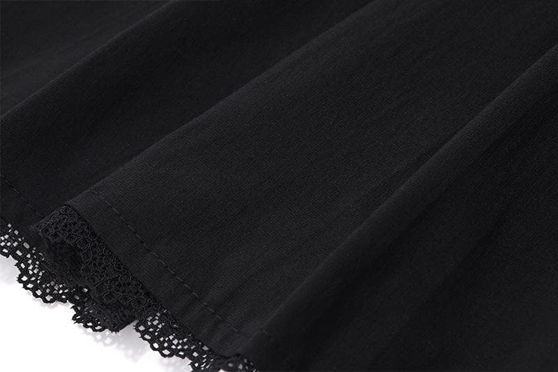 Square Neck Ruffle Strap Pintuck Pleated Lace Hem Fit and Flare Mini Dress