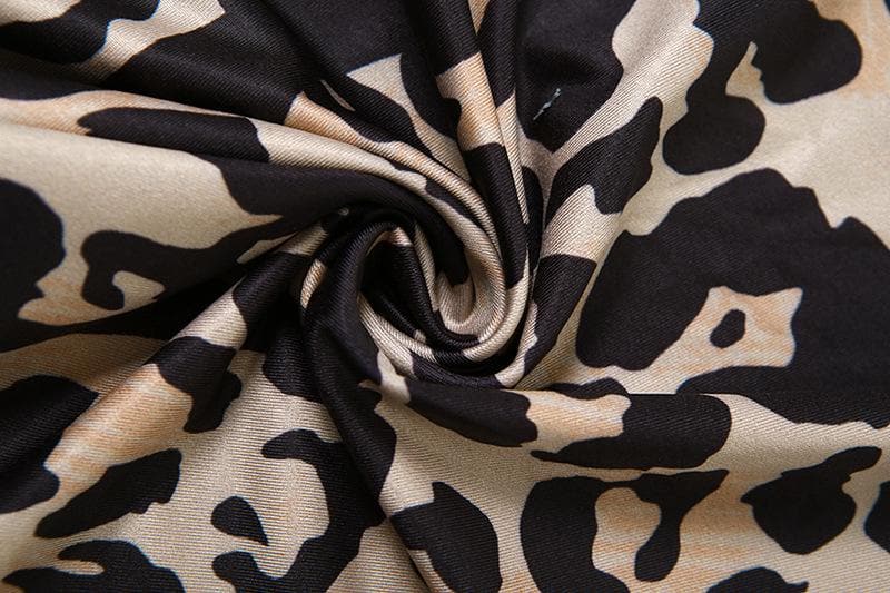 Print Turtleneck Long Sleeve Bodycon Maxi Dress