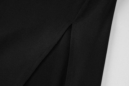 Strapless Feather Trim Opera Glove High Slit Tube Mini Dress