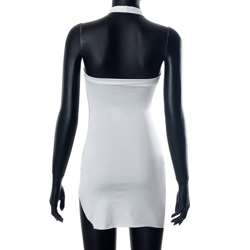 Halter Bloody Handprint Graphic Bodycon Mini Dress