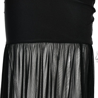 Long Sleeve Cutout Contrast Panel Ruched Waist Sheer Mermaid Maxi Dress