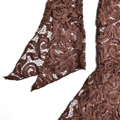 Floral Lace Bell Sleeve Handkerchief Hem V-Neck Mini Dress
