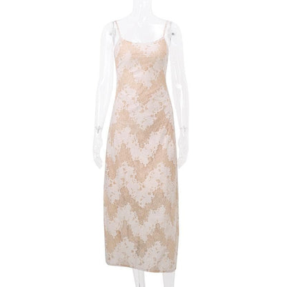 Floral Lace Open Back Ribbon Corset Lace Up Maxi Dress