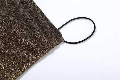 Spaghetti Strap Cowl Neck Glitter Metallic Backless Maxi Dress