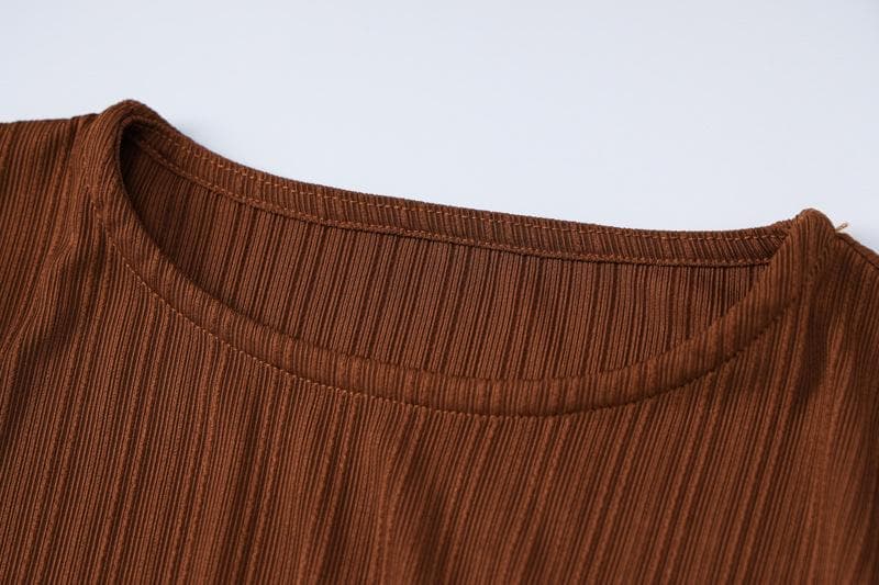 Ribbed Knit Crew Neck Long Sleeve Bodycon Maxi Dress