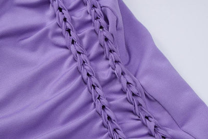 Crewneck Sleeveless Ladder Stitch Cutout Ruched Bodycon Maxi Dress