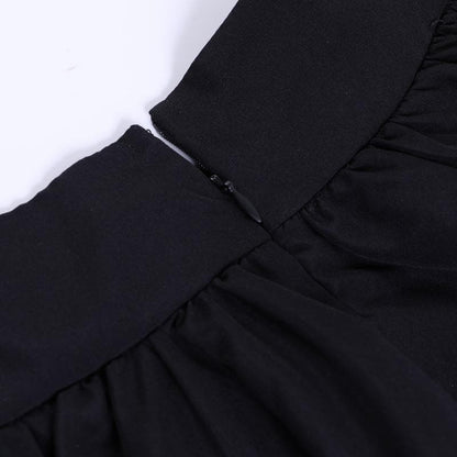 Ruched Lace Hem Chain Detail Lace Up Tiered Mini Skirt