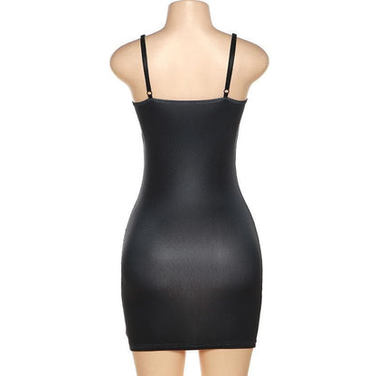 Scoop Neck Spaghetti Strap Cyborg Body Graphic Bodycon Mini Dress