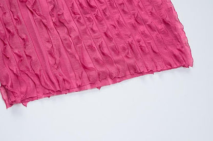 Halter Deep Plunge Vertical Ruffle Fringe Bodycon Mini Dress