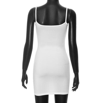 Letter Print Contrast Backless Cami Mini Dress