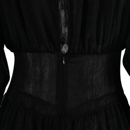 Button Ruched Corset Long Sleeve Mini Dress