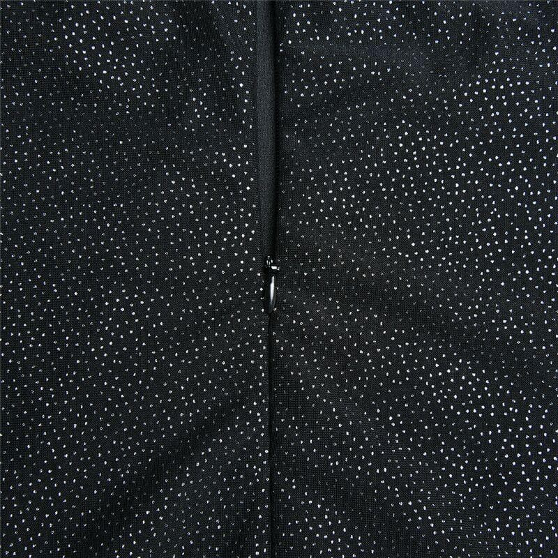 Sweetheart Neck Spaghetti Strap Glitter Side Slit Mesh Glove Mini Dress