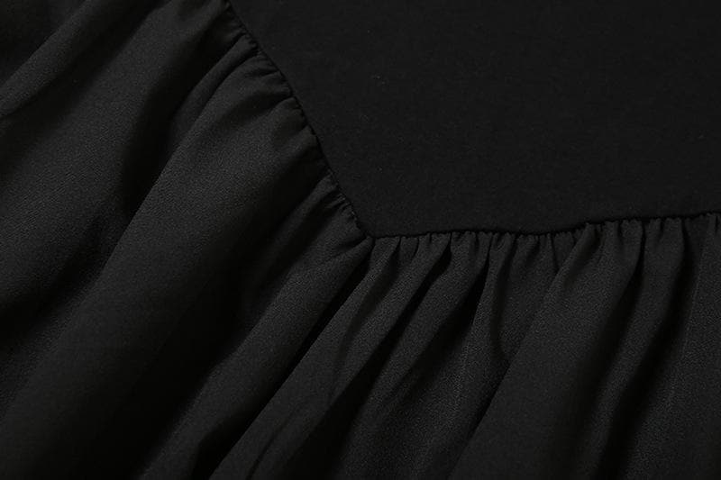 Layered Square Neck Long Sleeve A Line Midi Dress
