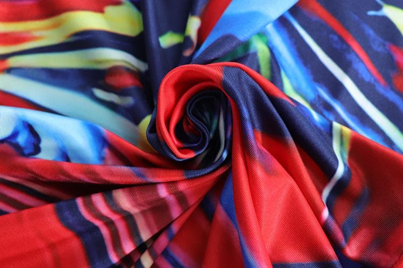 Mock Neck Halter Abstract Marble Swirl Print Bodycon Maxi Dress
