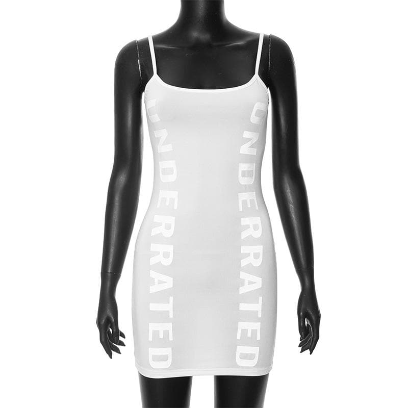 Letter Print Contrast Backless Cami Mini Dress