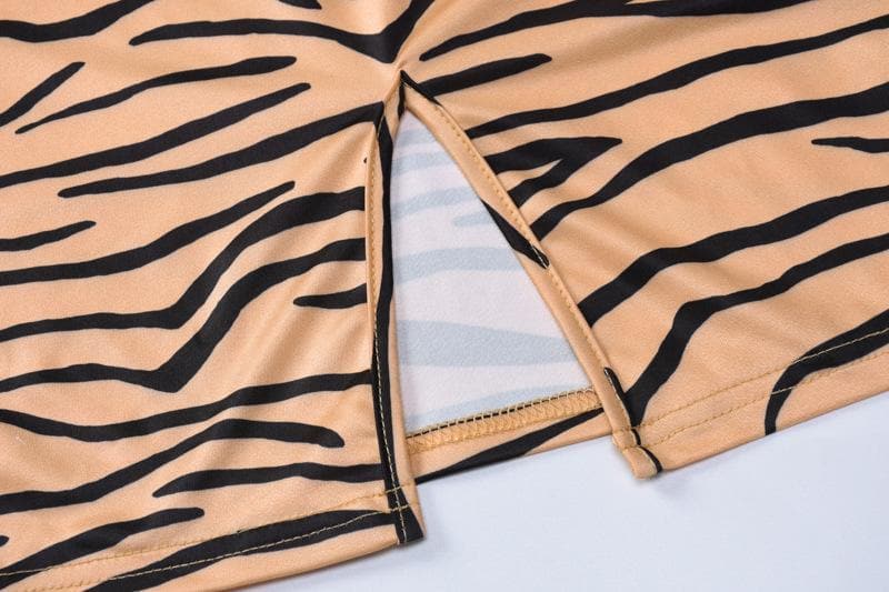 Zebra Print Spaghetti Strap Scoop Neck Bodycon Midi Dress
