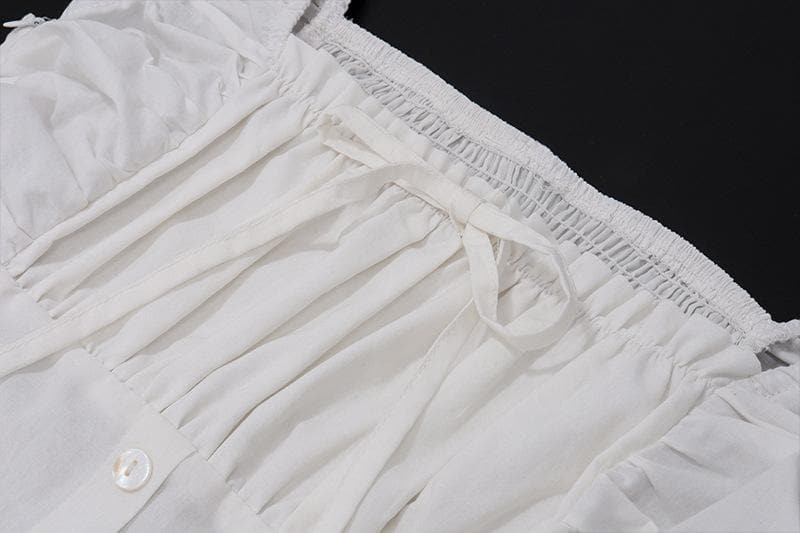 Square Neck Button Front Smocked Ruffle Tiered Milkmaid Maxi Dress