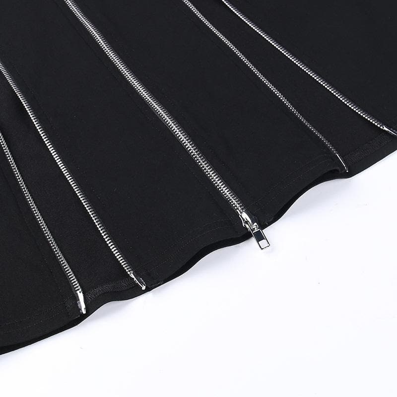 Zip Up Front Slit Strapless Tube Midi Dress