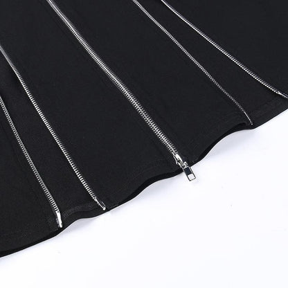 Zip Up Front Slit Strapless Tube Midi Dress