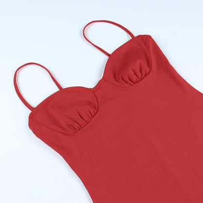 Sweetheart Spaghetti Strap Ruched Bust Bodycon Mini Dress