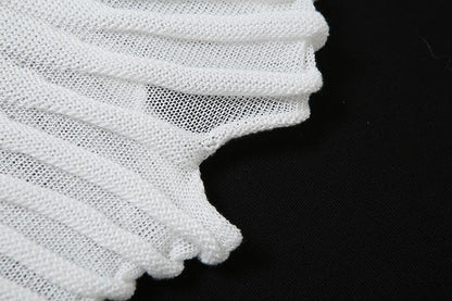 Horizontal Rib Tiered Bandage Mock Neck Cap Sleeve Midi Dress