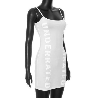 Letter Print Contrast Backless Cami Mini Dress