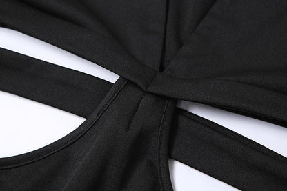 Deep V Cutout Front Side Slit Bodycon Maxi Dress
