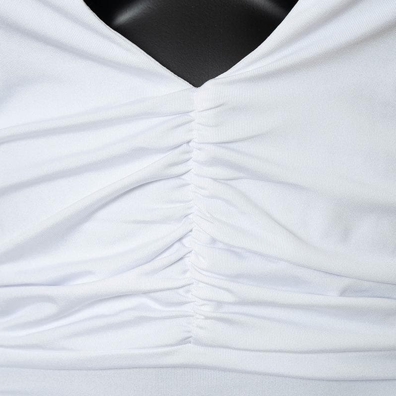 Crisscross Halter V-Neck Keyhole Chest Cutout Ruched Bodycon Mini Dress