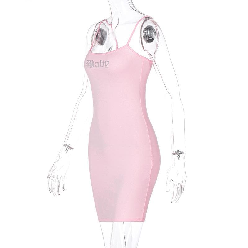 Beaded Square Neck Backless Cami Mini Dress