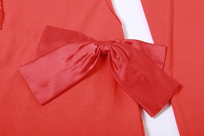 Long Sleeve Side Cutout Bow Detail Bodycon Maxi Dress