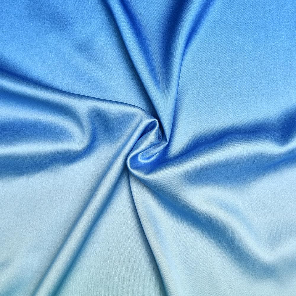 Satin Cowl Neck Spaghetti Strap Gradient Ombre Maxi Dress