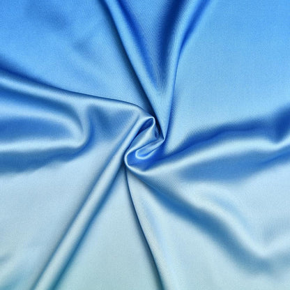 Satin Cowl Neck Spaghetti Strap Gradient Ombre Maxi Dress