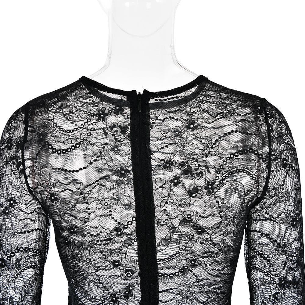 Lace Long Sleeve Draped Sash Ruched Mini Dress
