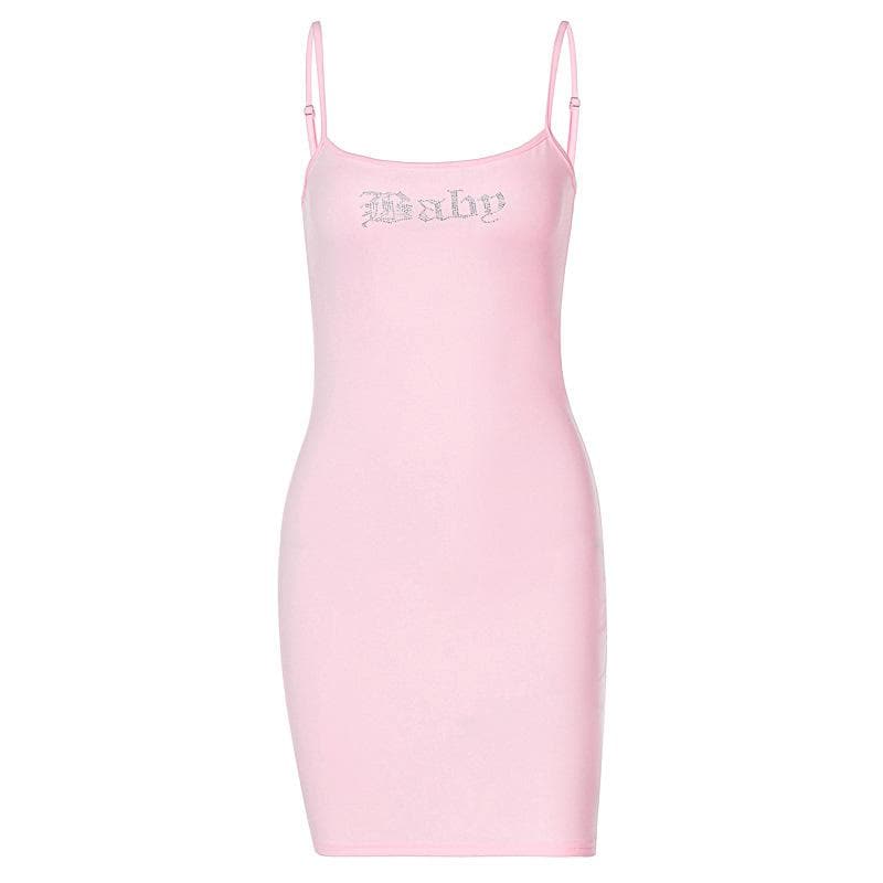 Beaded Square Neck Backless Cami Mini Dress