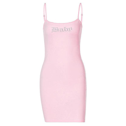 Beaded Square Neck Backless Cami Mini Dress