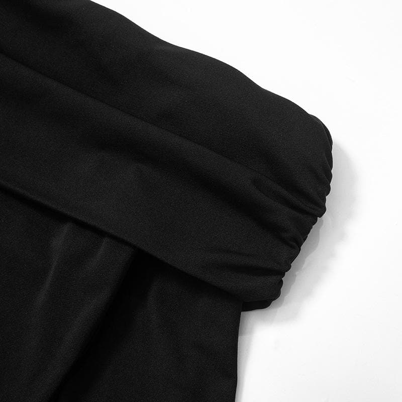 Off Shoulder Ruched Drape Panel Trailing Sleeve Bodycon Mini Dress