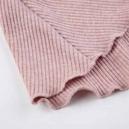 Sweetheart Neck Ribbed Knit Ruffle Shrug Long Sleeve Tube Mini Dress