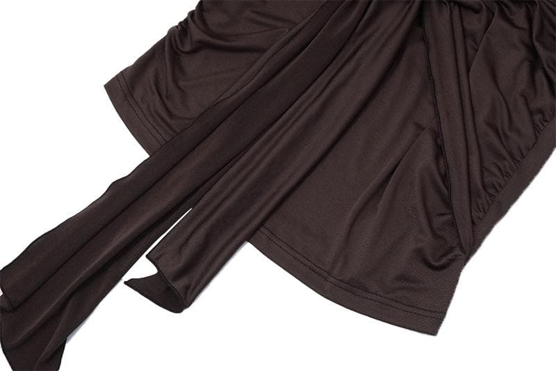 Cowl Neck Halter Ruched Buckle Side Drape Mini Dress