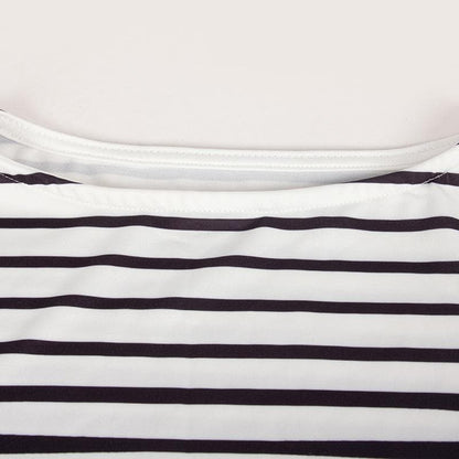 Crew Neck Optical Illusion Curved Stripe Long Sleeve Bodycon Maxi Dress