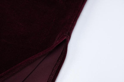One Shoulder Long Sleeve Waist Cutout Velvet Bodycon Maxi Dress