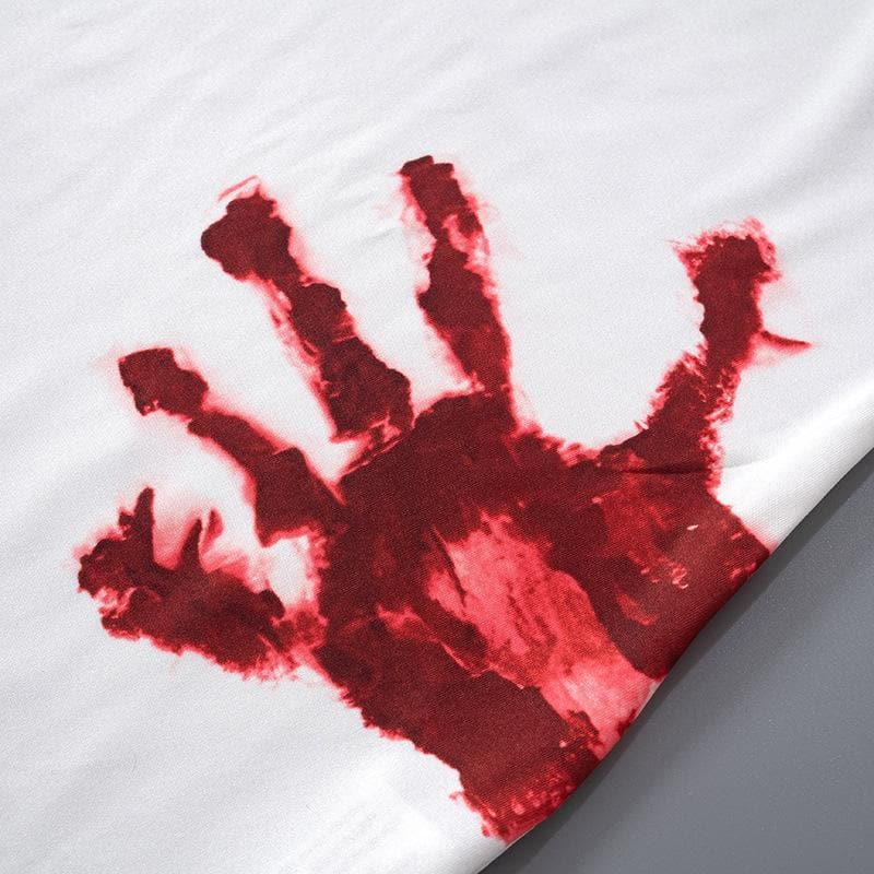 Halter Bloody Handprint Graphic Bodycon Mini Dress