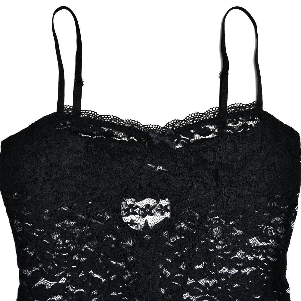 Corset Bodice Sheer Lace Spaghetti Strap Column Maxi Gown