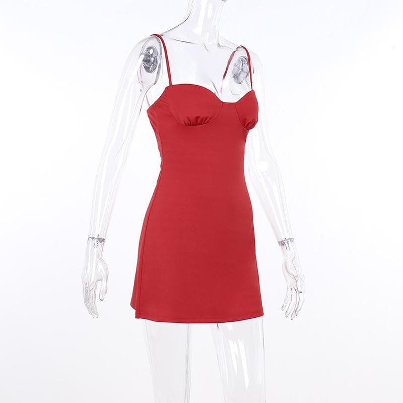 Sweetheart Spaghetti Strap Ruched Bust Bodycon Mini Dress