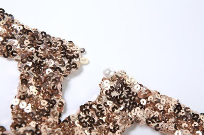 All Over Sequin Halter Cowl Neck Bodycon Mini Dress