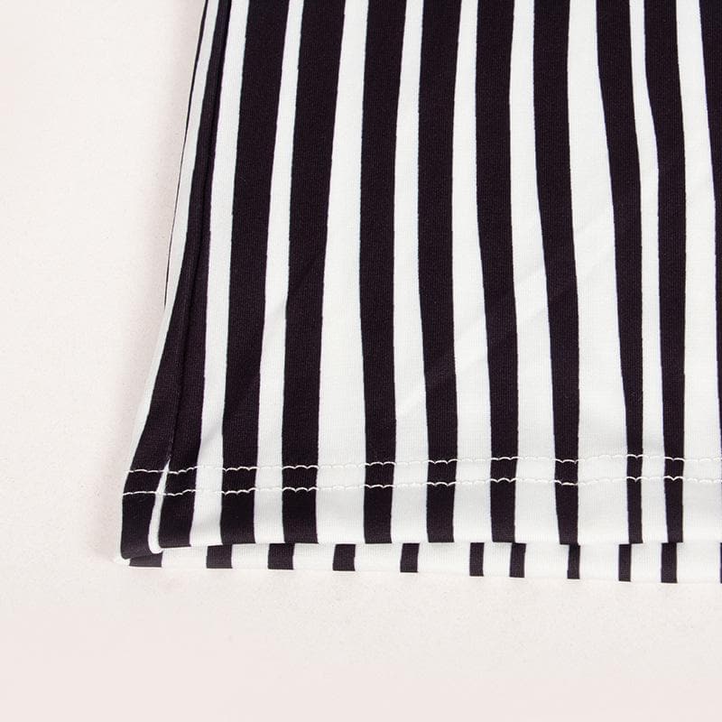 Crew Neck Optical Illusion Curved Stripe Long Sleeve Bodycon Maxi Dress