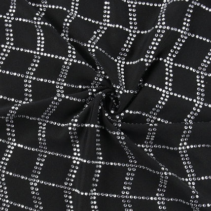 Rhinestone Grid Pattern Sweetheart Neck Cutout Bodycon Mini Dress