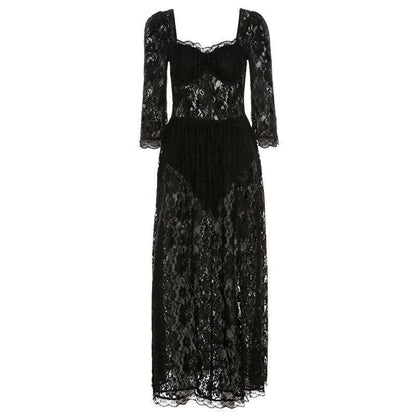 Lace Off Shoulder Sweetheart Corset High Slit Maxi Gown