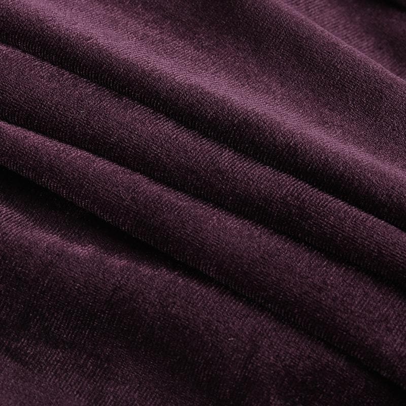 Velvet Hook And Eye Corset Ruffle Hem Long Sleeve Midi Dress
